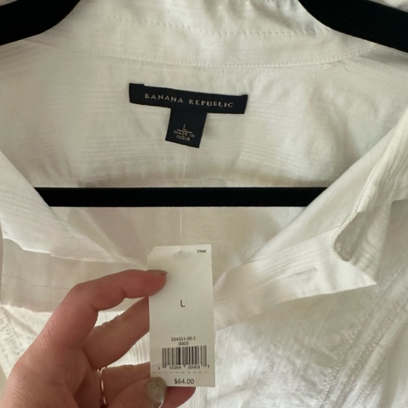 Banana Republic New With Tags White Mens Textured Button Up Size Large - Picture 4 of 5